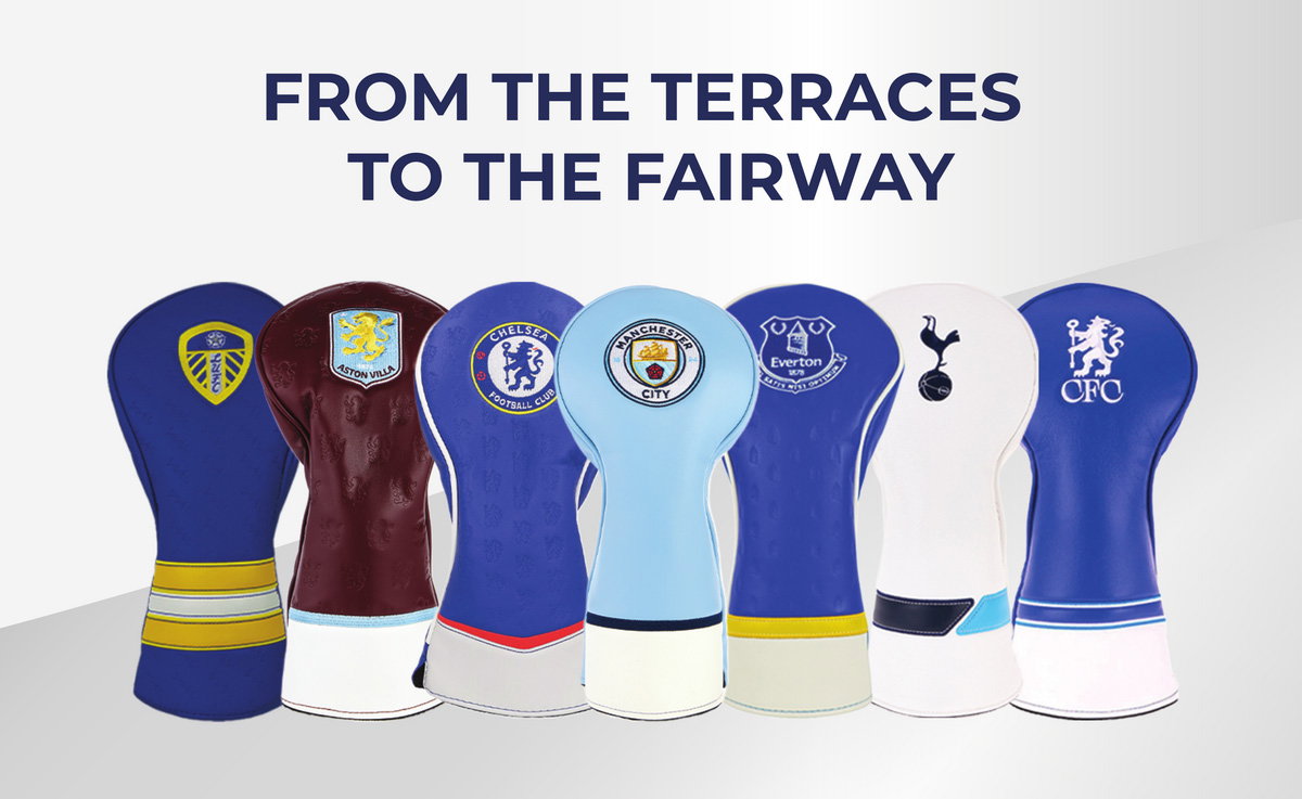 Promotional image of a range of licensed Premier League Head Covers