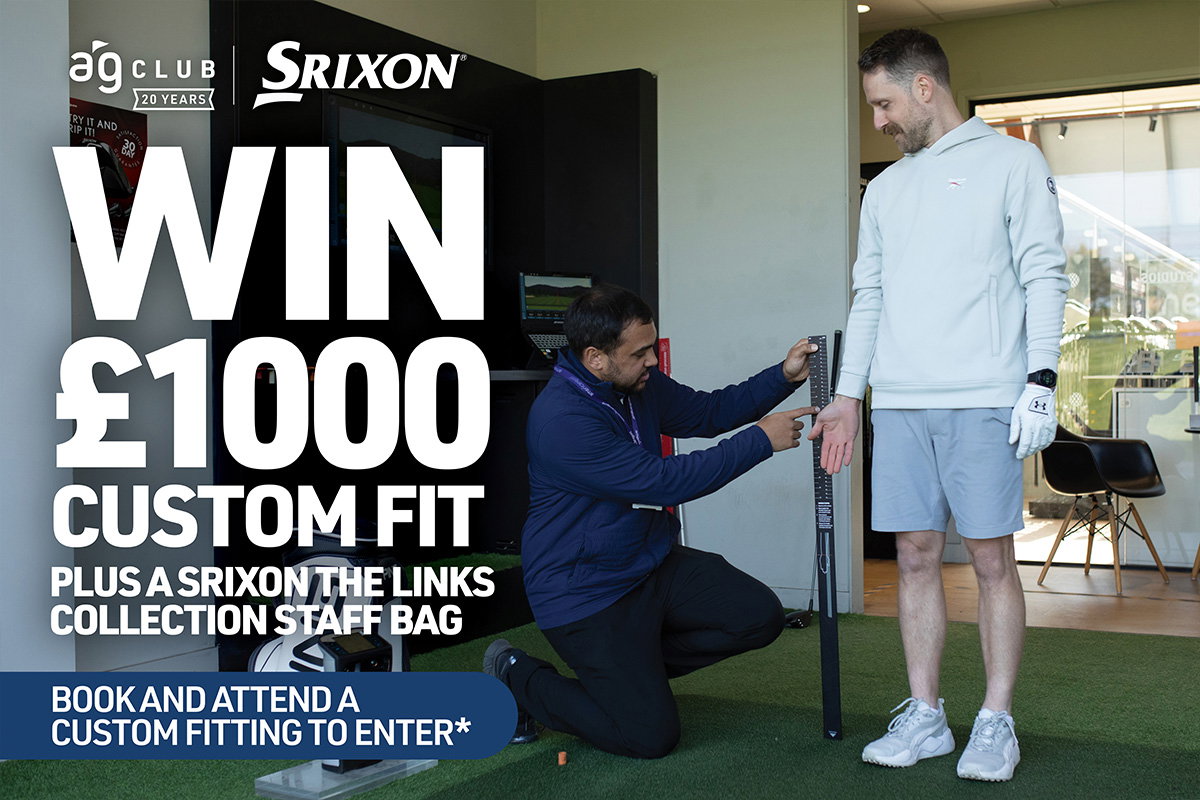 Man being fitted for custom golf clubs