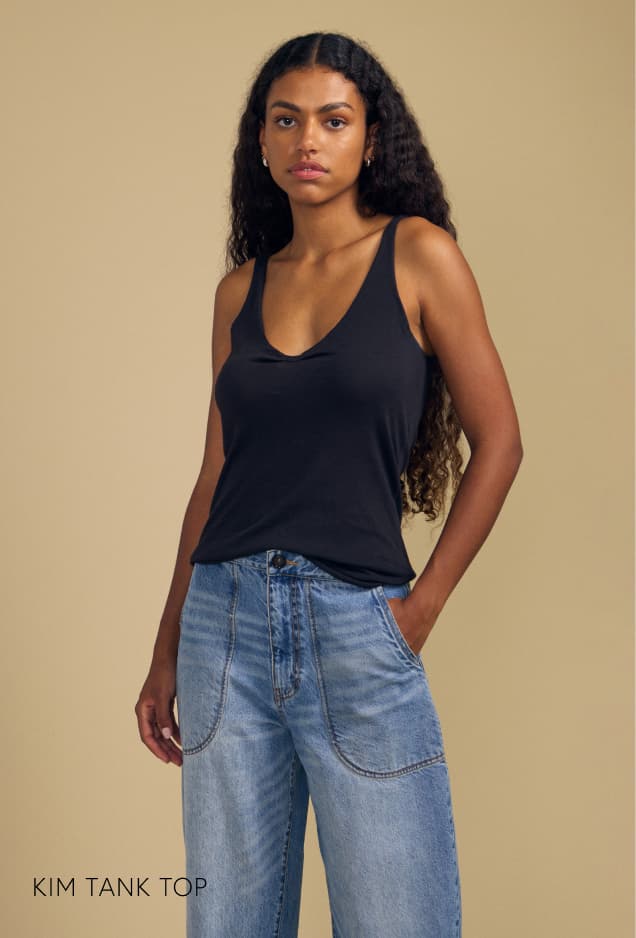 Image of model wearing Kim in Black.
