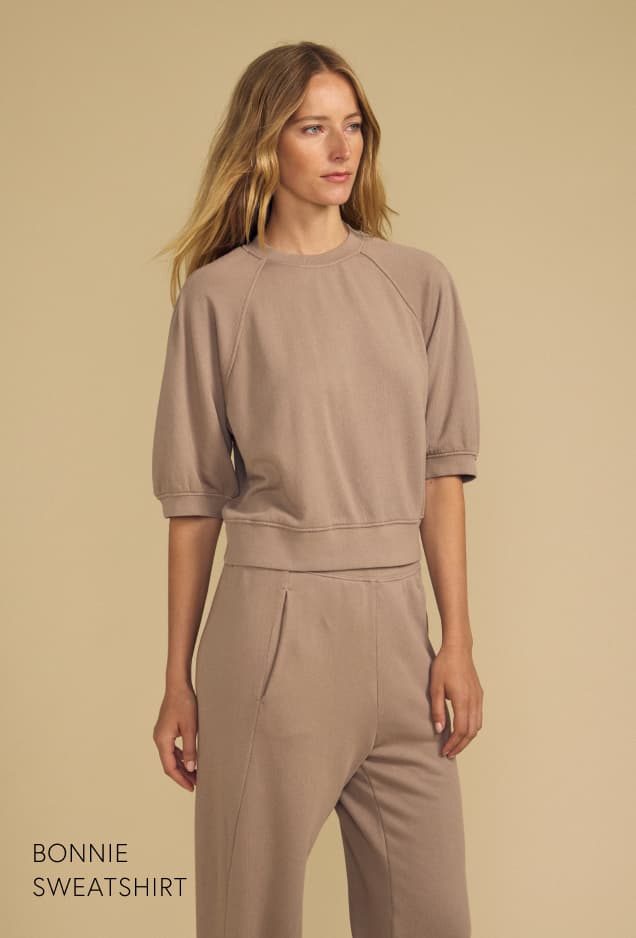 Image of model wearing Bonnie in Faded Coco.