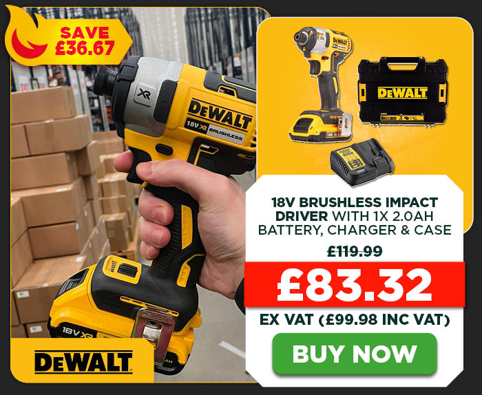 Dewalt DCF887D1 18V XR Brushless Impact Driver with 1x 2.0Ah Battery, Charger & Case