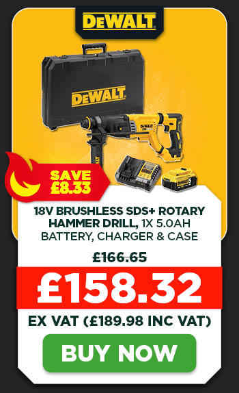 Dewalt DCH263 18V XR Brushless SDS+ Rotary Hammer Drill, 1x 5.0Ah Battery. Charger & Case