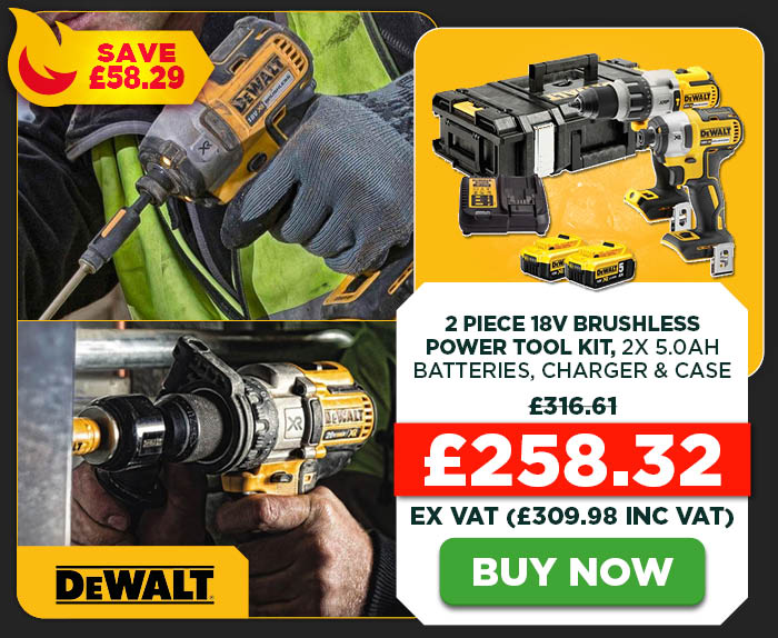 Dewalt DCK276P2 2 Piece 18V XR Brushless Power Tool Kit, 2x 5.0Ah Batteries, Charger & Case
