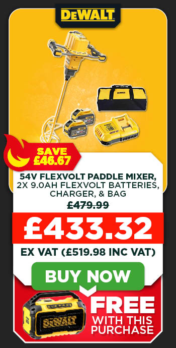 Dewalt DCD240X2 54V XR FLEXVOLT Paddle Mixer, 2x 9.0Ah XR FLEXVOLT Batteries, Charger, & Bag