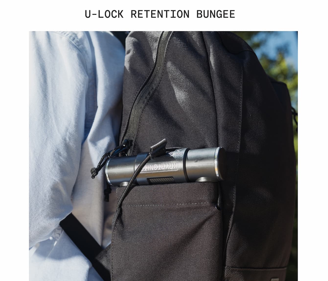 The U-Lock retention stretch cord on the Recruit 22L