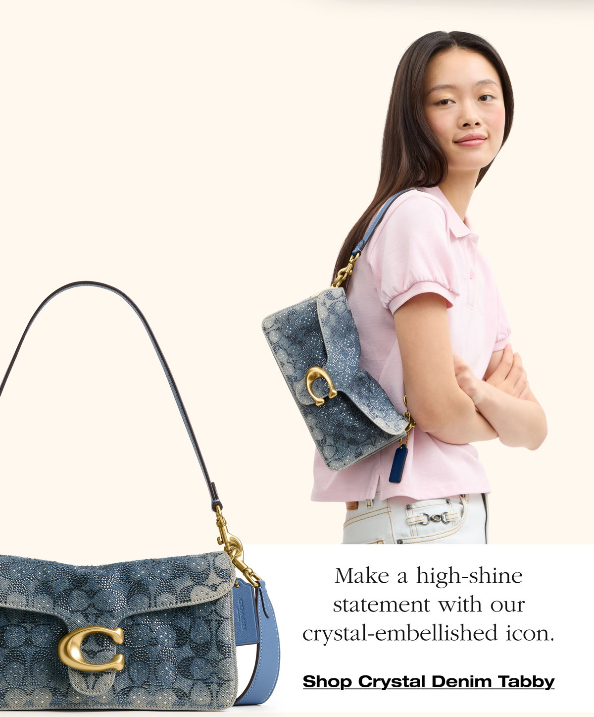 Make a high-shine statement with our crystal-embellished icon. Shop Crystal Denim Tabby