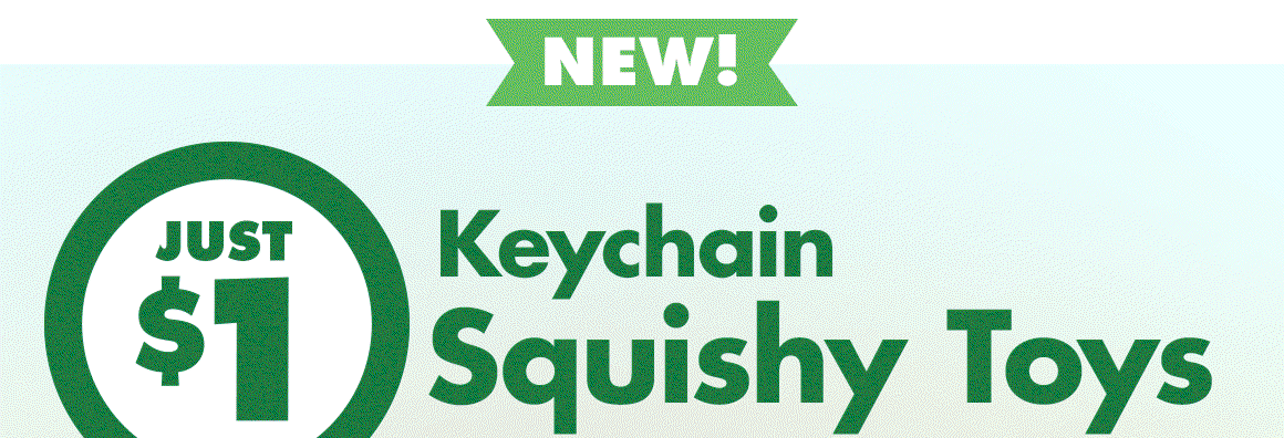 NEW Limited Time only. Just $1. Marbleized, Glow-In-The-Dark, Glittery, Shiny Metallic, Keychain, Fun-Shaped Squishy Toys