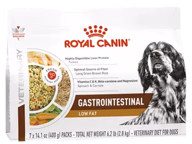 Royal Canin Gastrointestinal Low Fat Frozen Dog Food.