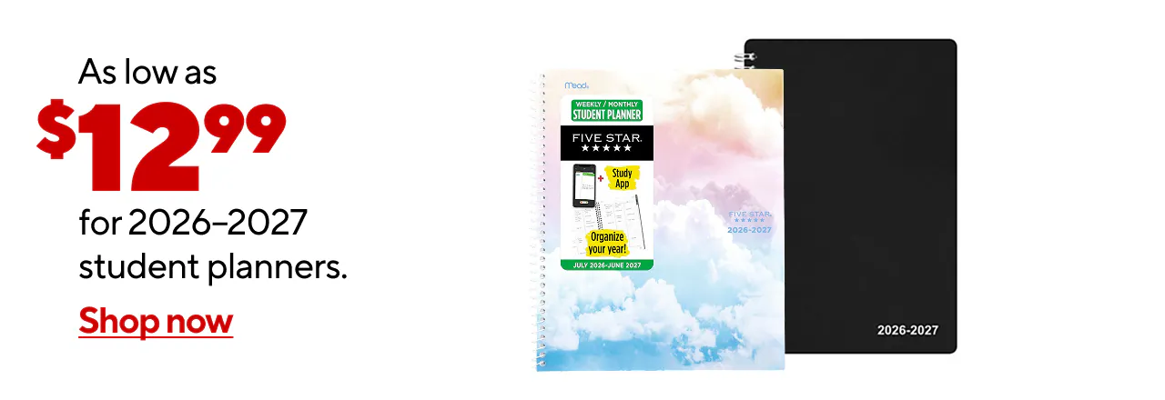 Starting at $12.99 for 2026-2027 academic year student planners.