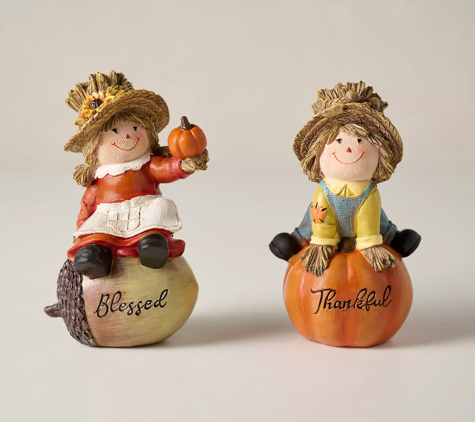 Set of 2 Scarecrow Friends with Sentiment by Valerie