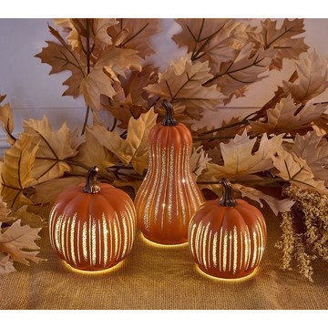 Set of 3 Mini Starry Night Glass Pumpkins & Gourd by Valerie