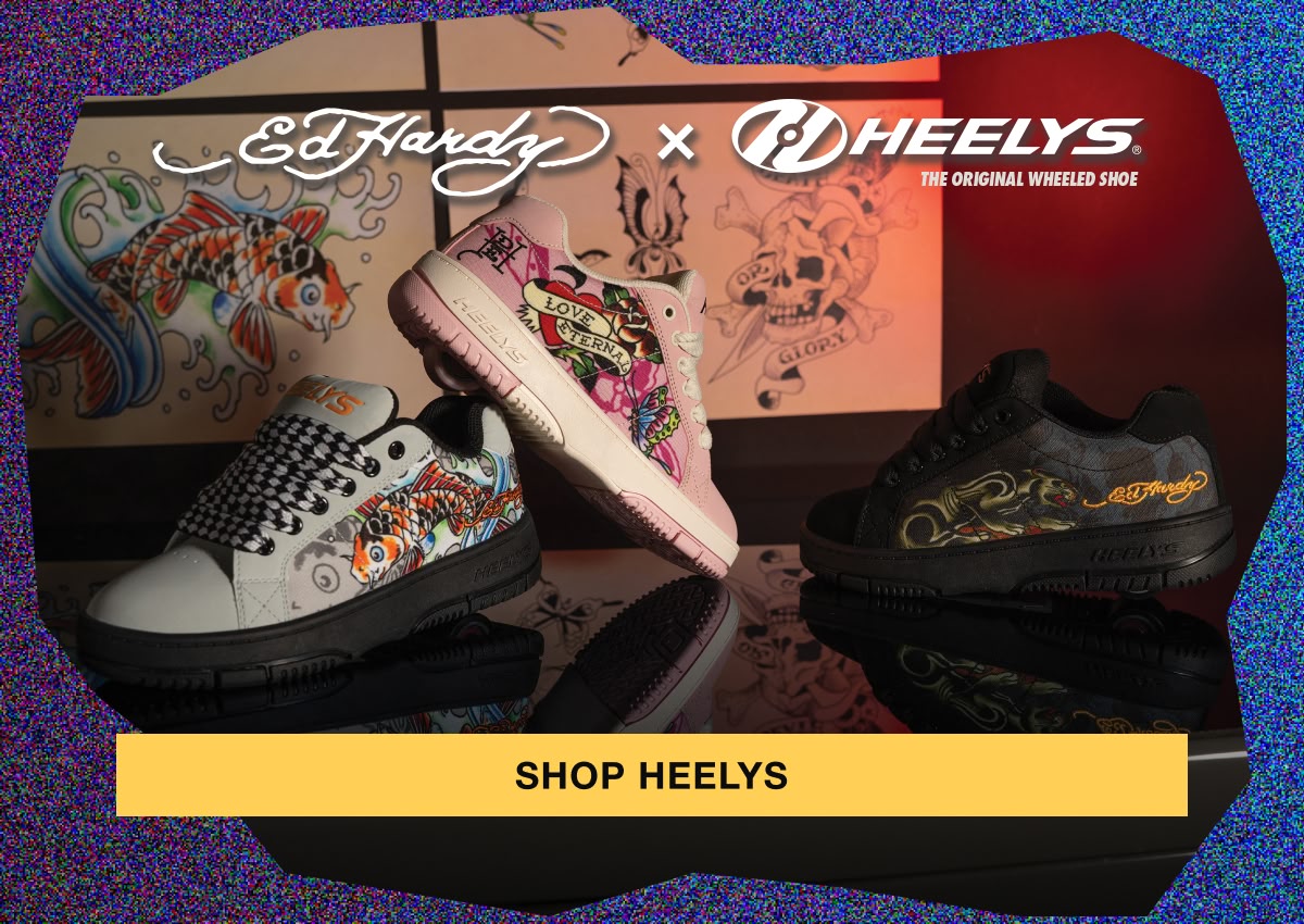 Shop Heelys, featuring their collab with Ed Hardy