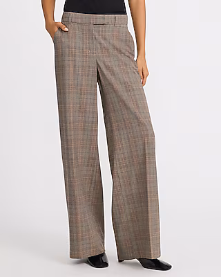 Editor Plaid Mid Rise Wide Leg Pant