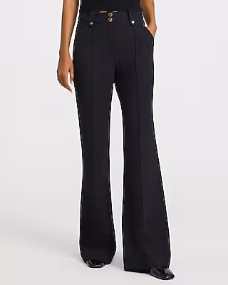 Editor High Waisted Pintuck Flare Trouser in Studio Stretch Twill