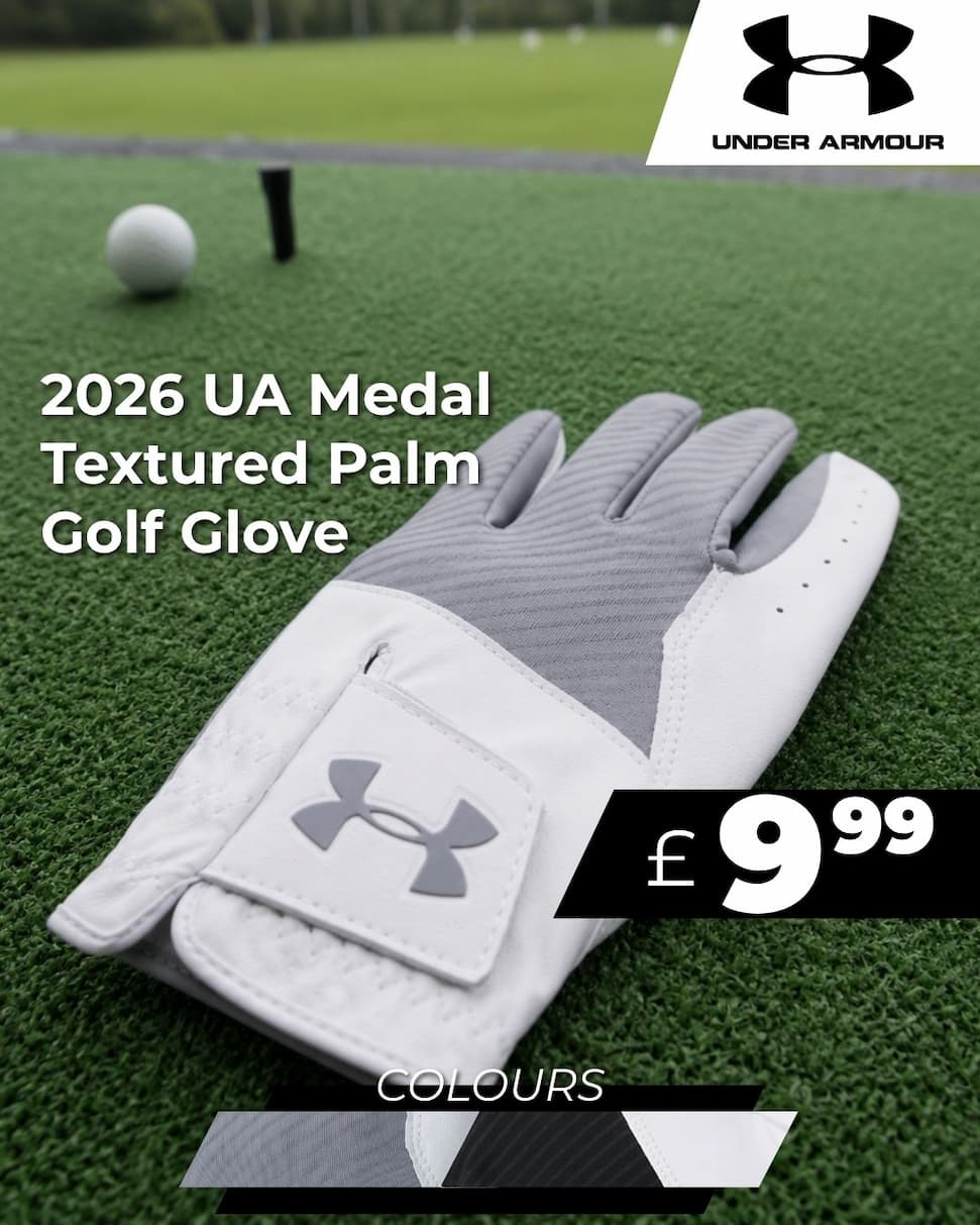 Under Armour Mens 2026 UA Medal Synthetic Leather Textured Palm Golf Glove