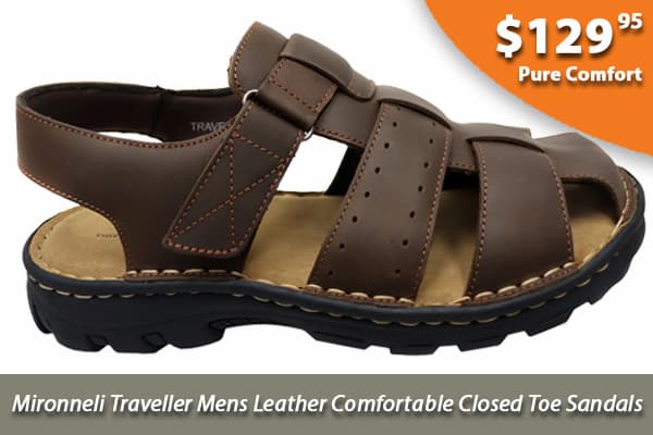 Mironneli Traveller Mens Leather Comfortable Closed Toe Sandals