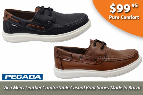 Pegada Vico Mens Leather Comfortable Casual Boat Shoes Made In Brazil