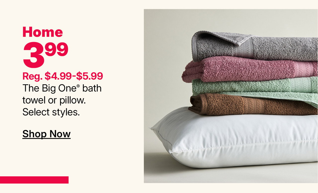 $3.99 the big one bath towel or pillow