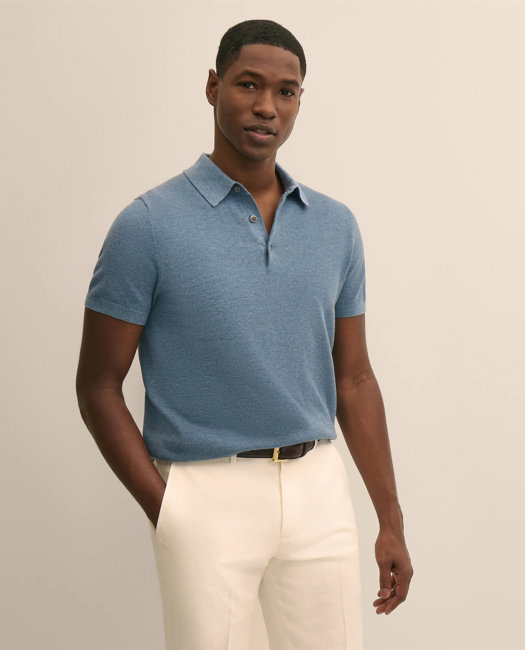 Image of Supima® Cotton Pique Polo Sweater