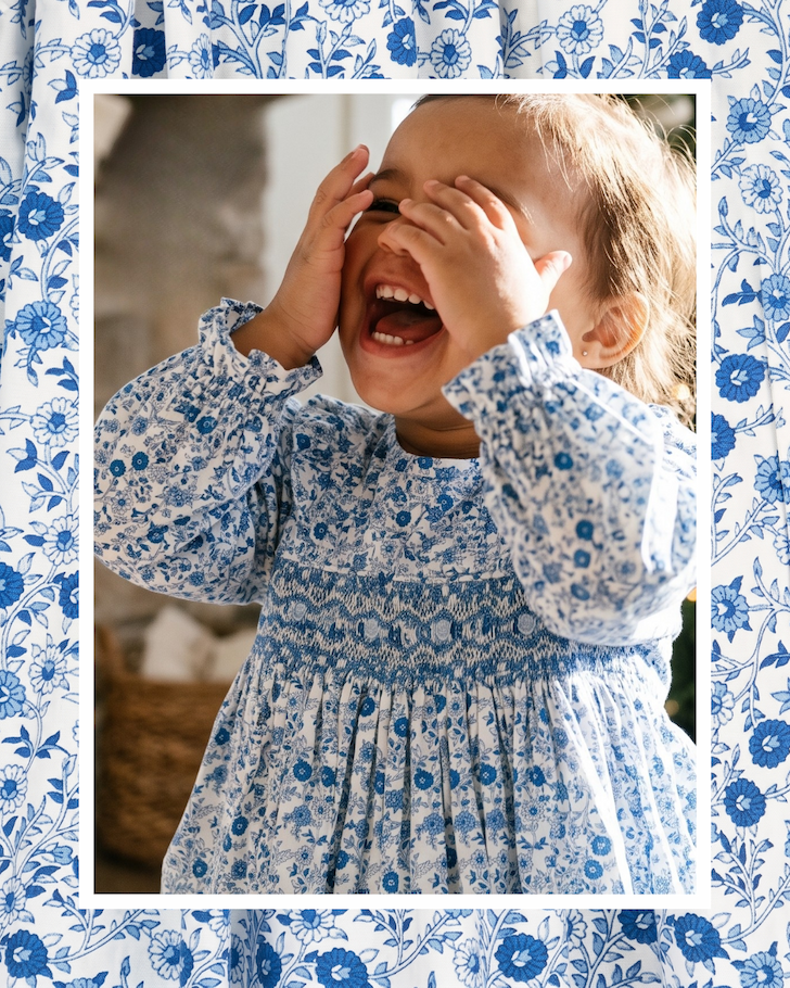 Winter Blue Floral Smocked Collection