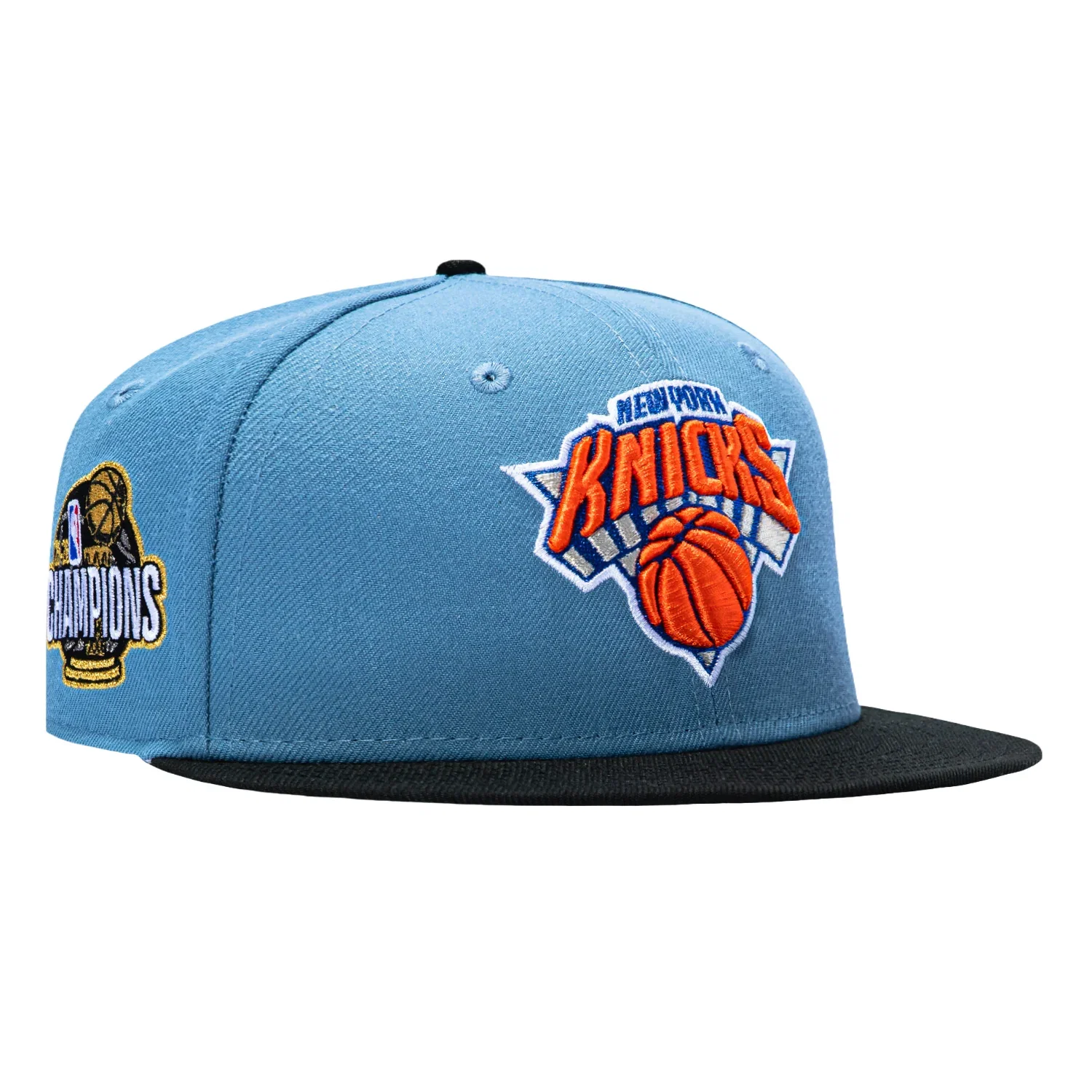 Image of New Era 59Fifty New York Knicks 2026 NBA Champions Patch Hat - Indigo, Black