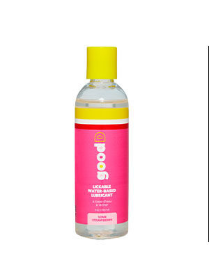 Sour Strawberry Flavored Lickable Lubricant 4 oz. - good D