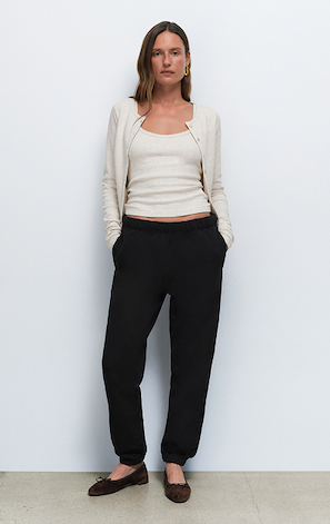 Organic Fleece Relaxed Pocket Sweatpant in Jet Black