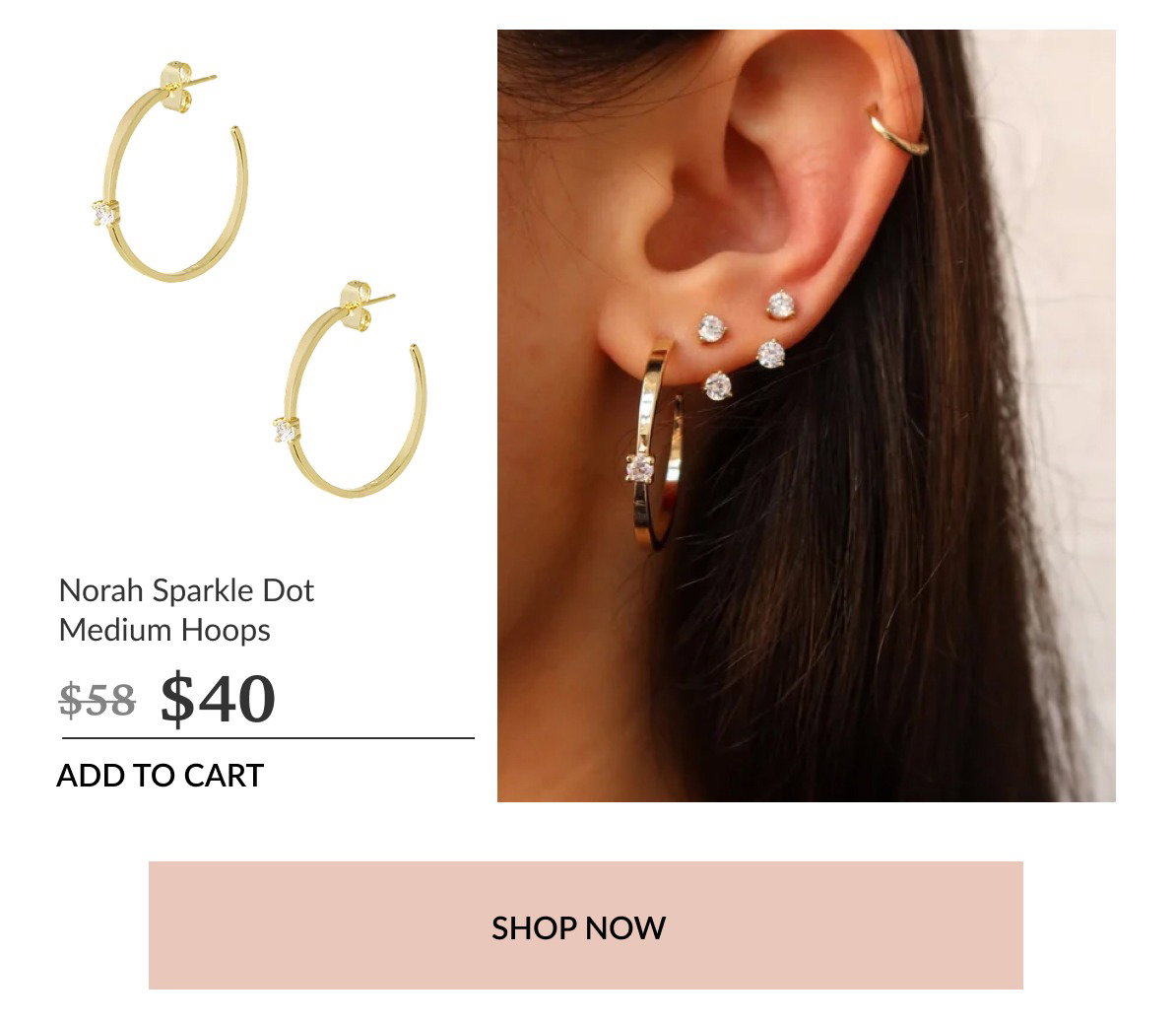 norah sparkle dot medium hoops