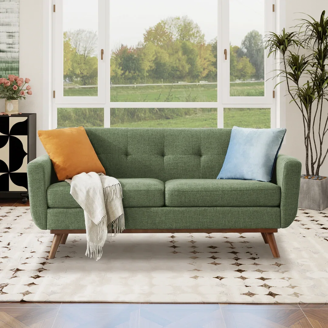Carmencita 65" Linen Upholstered Square Arm Loveseat