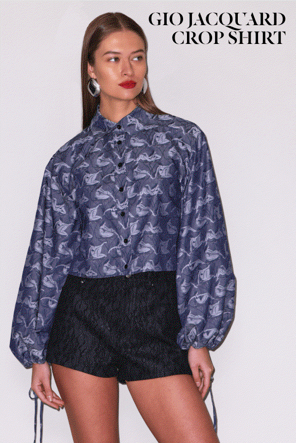 Gio Jacquard Crop Shirt