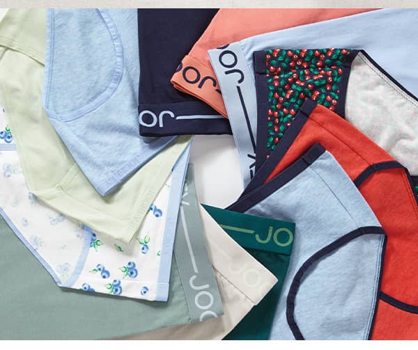 men's and women's organic cotton underwear laydown image