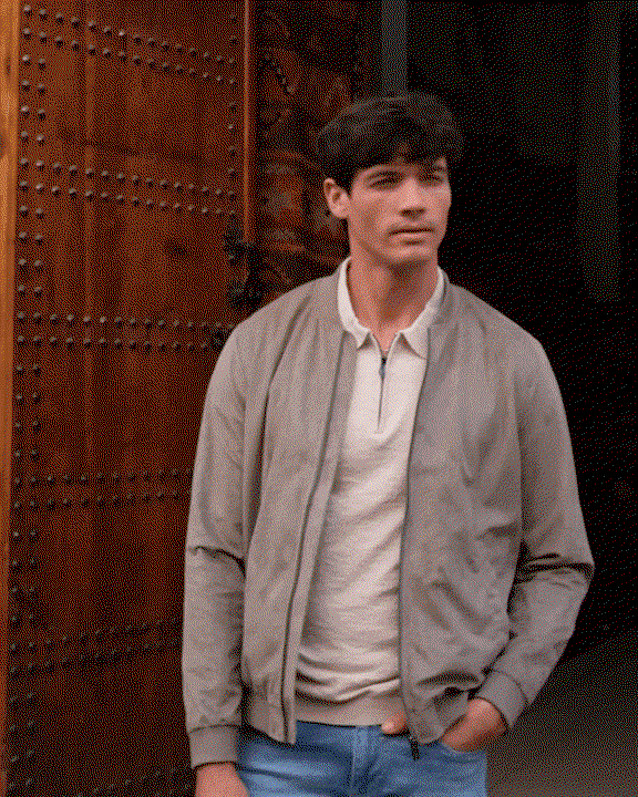 Suede-look bomber jacket | Light Moss