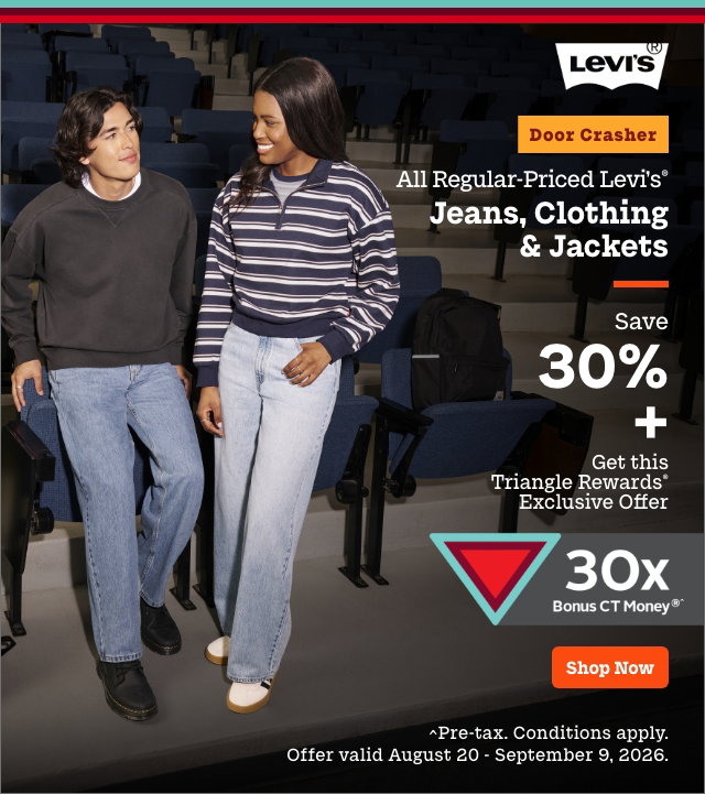 All Regular-Priced Women's + Men's Levi's Jeans, Clothing + Jackets Plus 30X Triangle Bonus Save 30%