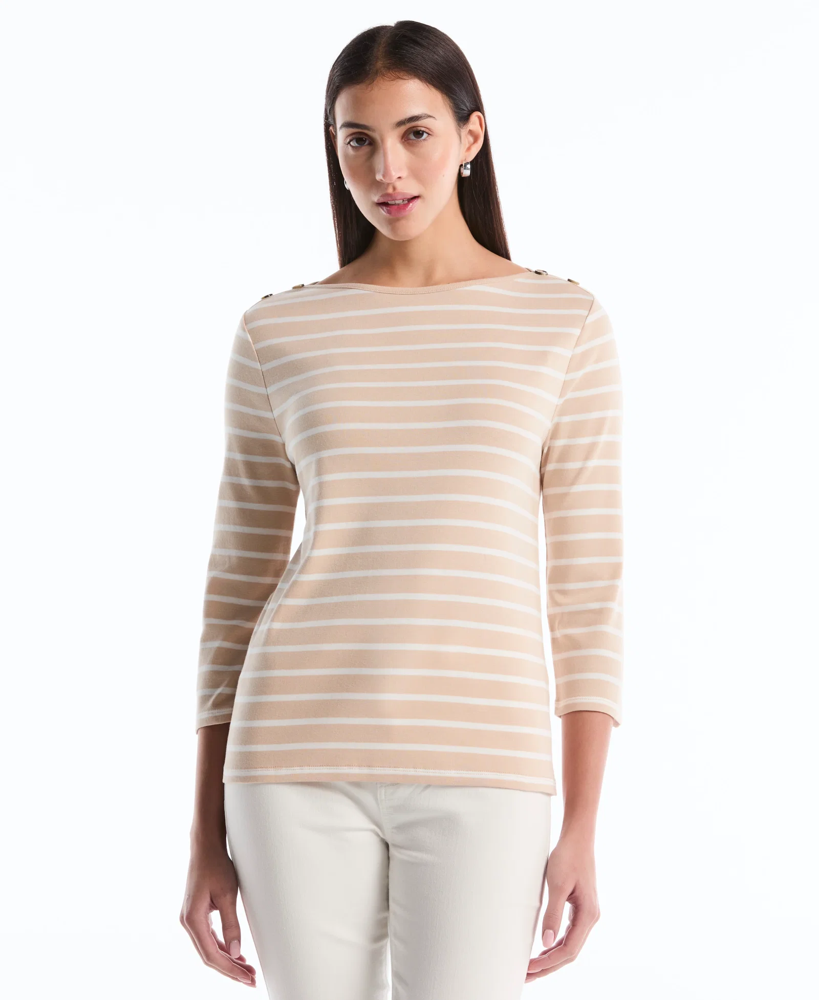 Image of Stripe Button Detail Top