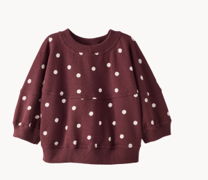 3/4 Sleeve French Terry Bubble Sweatshirt - Dots on Brown