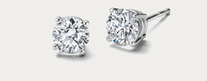 White Gold Round-Cut Solitaire Stud Earrings