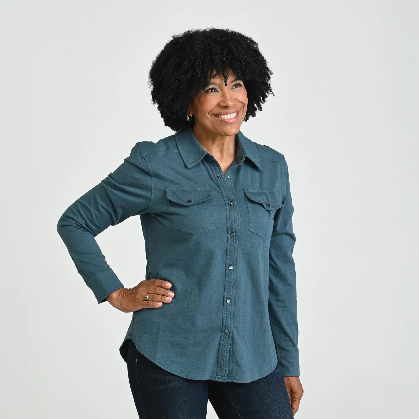 Image of Long Sleeve Knit Button Up Top