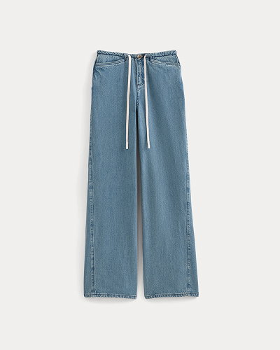 Image | Low-Slung Tie-Front Jean | Medium Indigo
