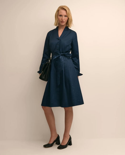 Image of Supima® Cotton Belted Mock-Neck Shirt