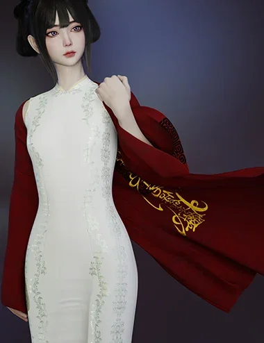 Yk dForce Traditional Taoist Robe Outfit for Genesis 9