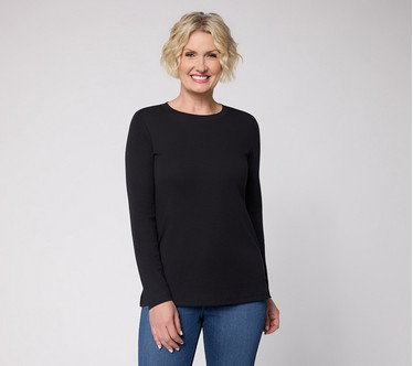 Belle by Kim Gravel TripleLuxe Micro Rib Crewneck Top
