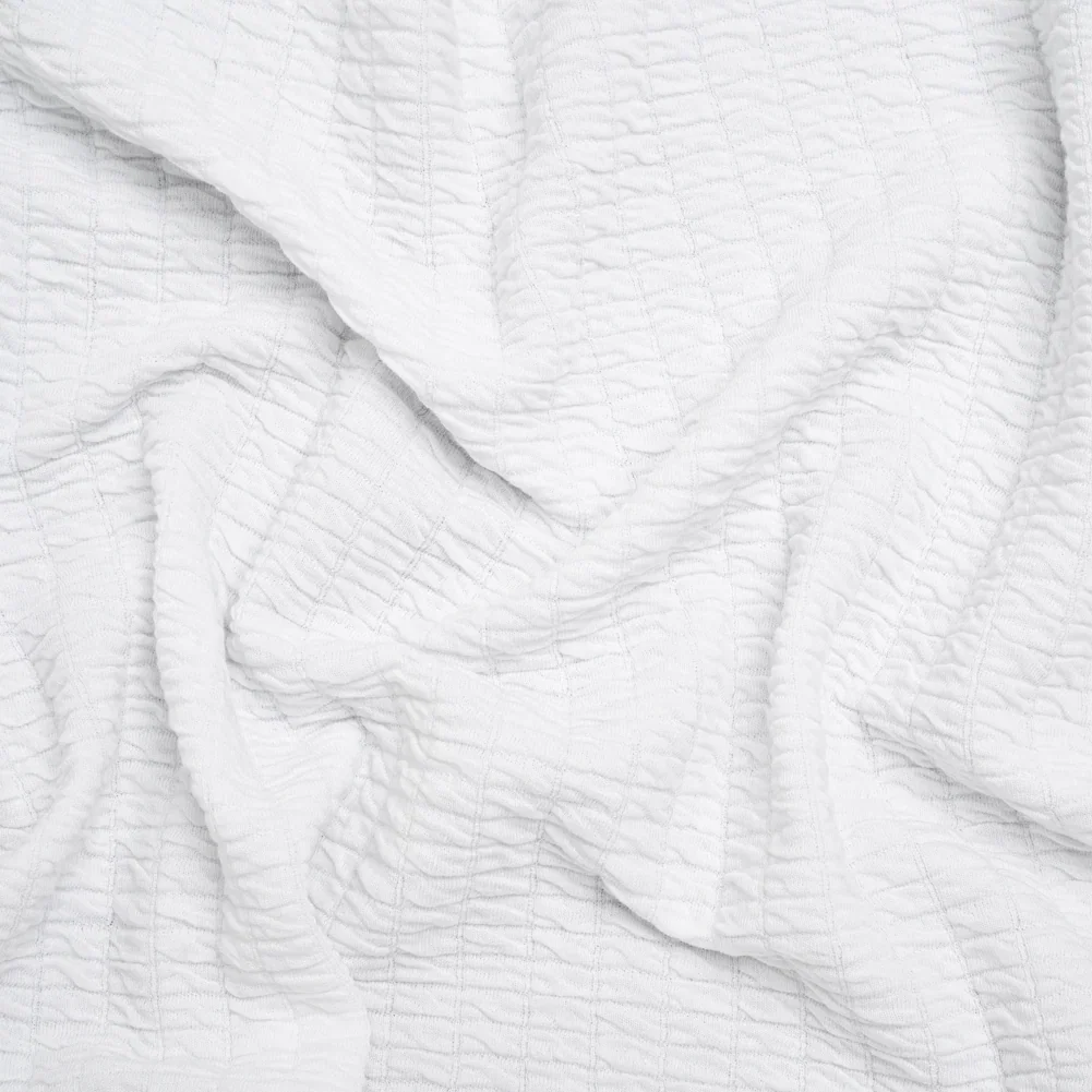 Image of Ruched Stretch Modal and Cotton Double Knit - White - Deadstock