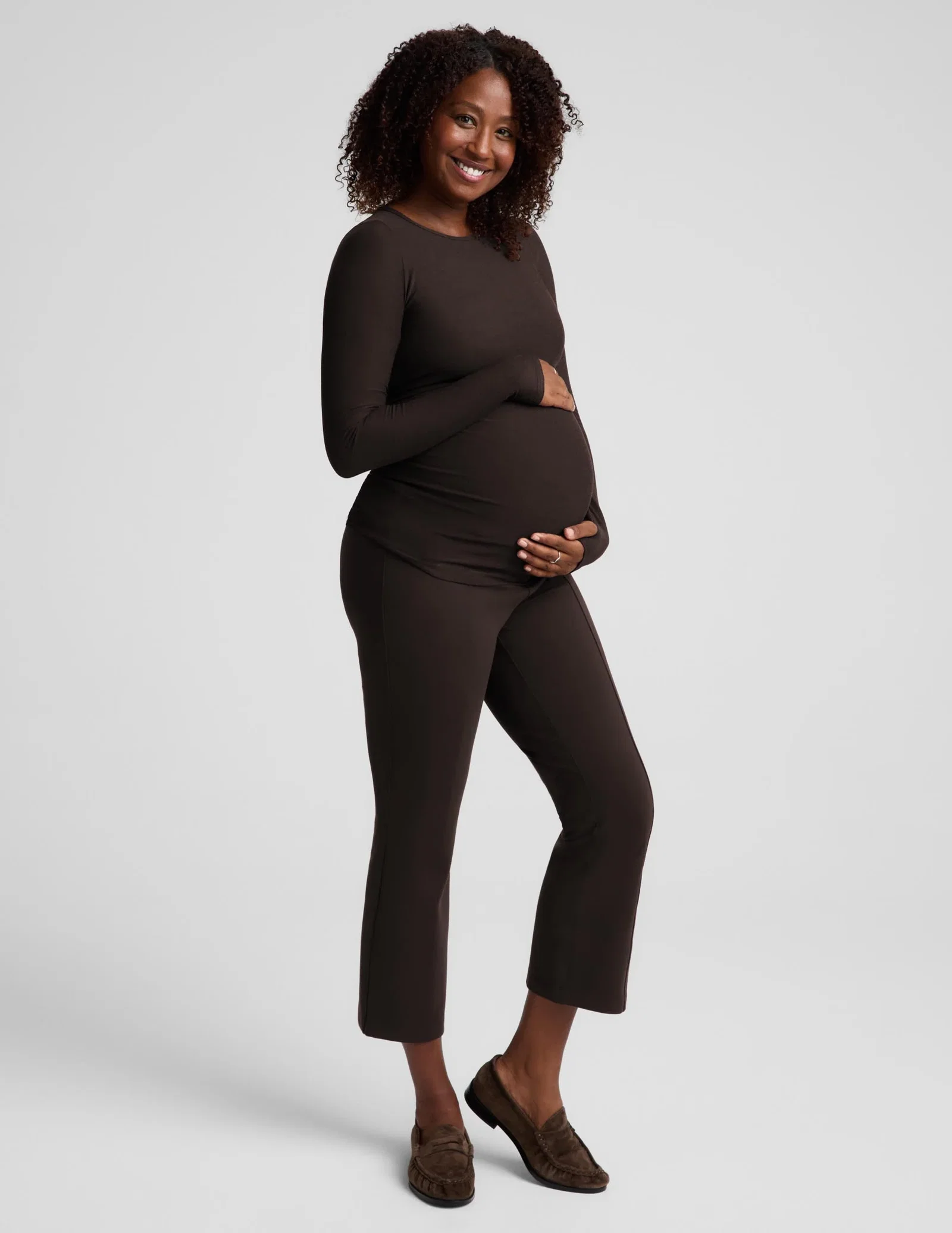Image of Ponte Maternity Cropped Flare Pants