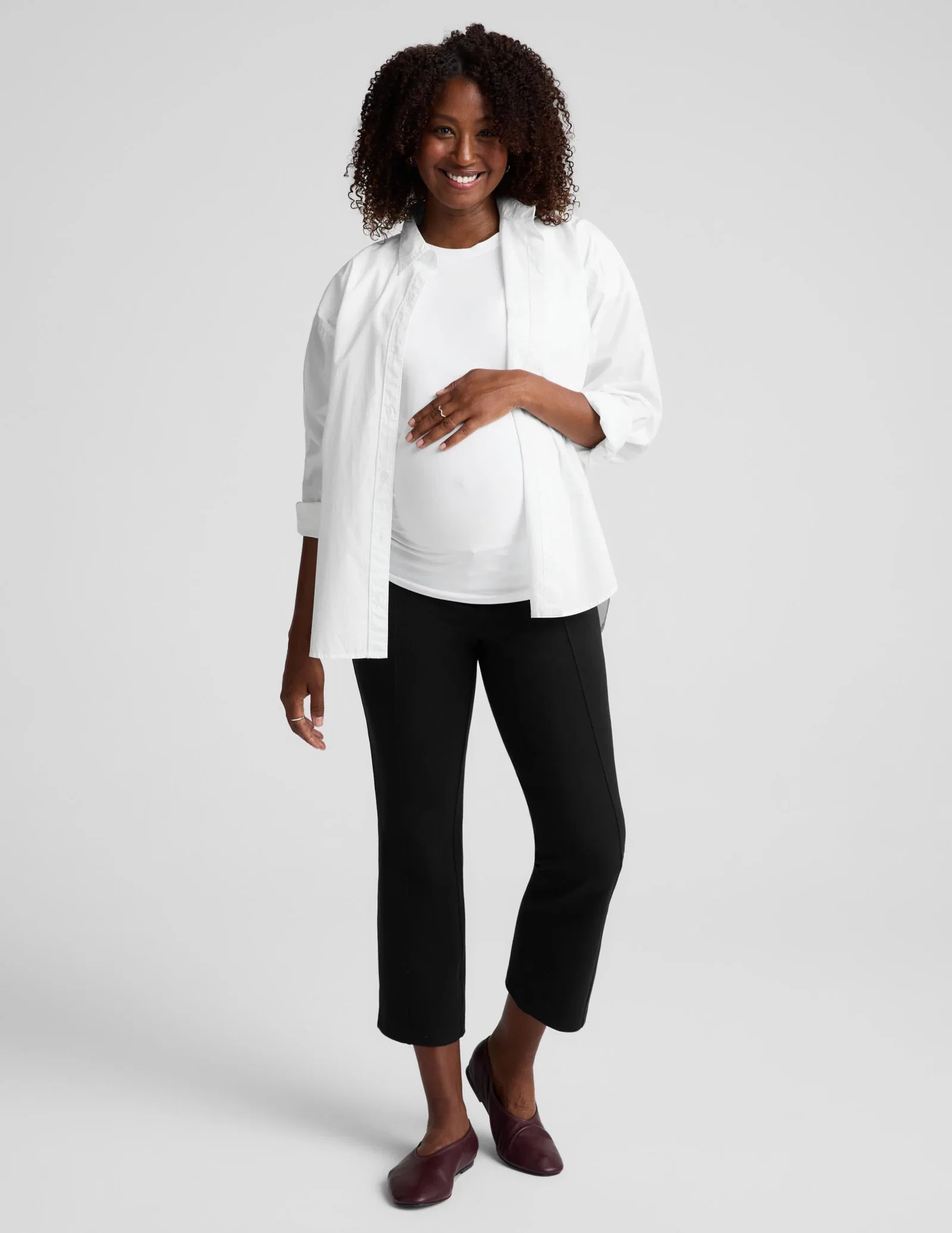 Image of Ponte Maternity Cropped Flare Pants
