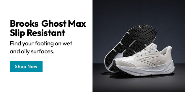 Brooks Ghost Max Slip Resistant | Find your footing on wet and oily surfaces. Shop Now