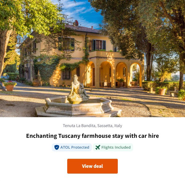 Enchanting Tuscany farmhouse stay with car hire
