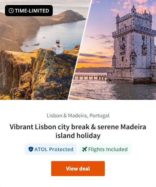 Vibrant Lisbon city break &amp; serene Madeira island holiday