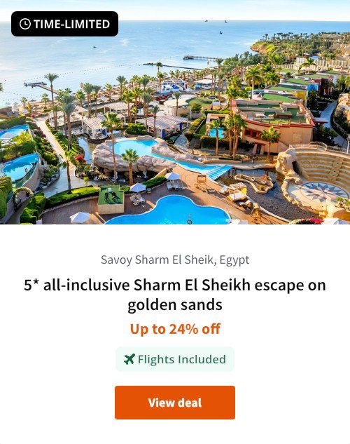 5* all-inclusive Sharm El Sheikh escape on golden sands