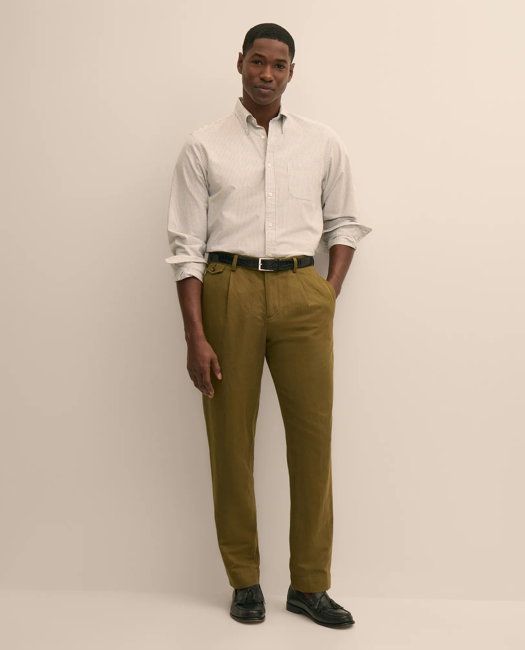 Image of The Pleated Linen-Cotton Pants
