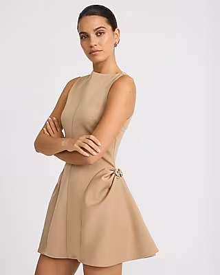 Sleeveless Hardware Gathered Side Mini Dress